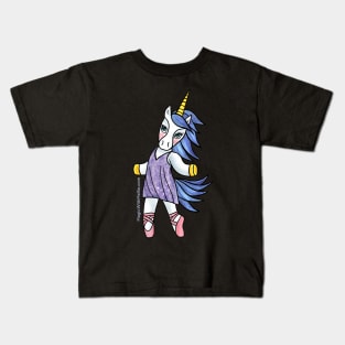 Blue + Purple Dancer Unicorn - Original Illustration Kids T-Shirt